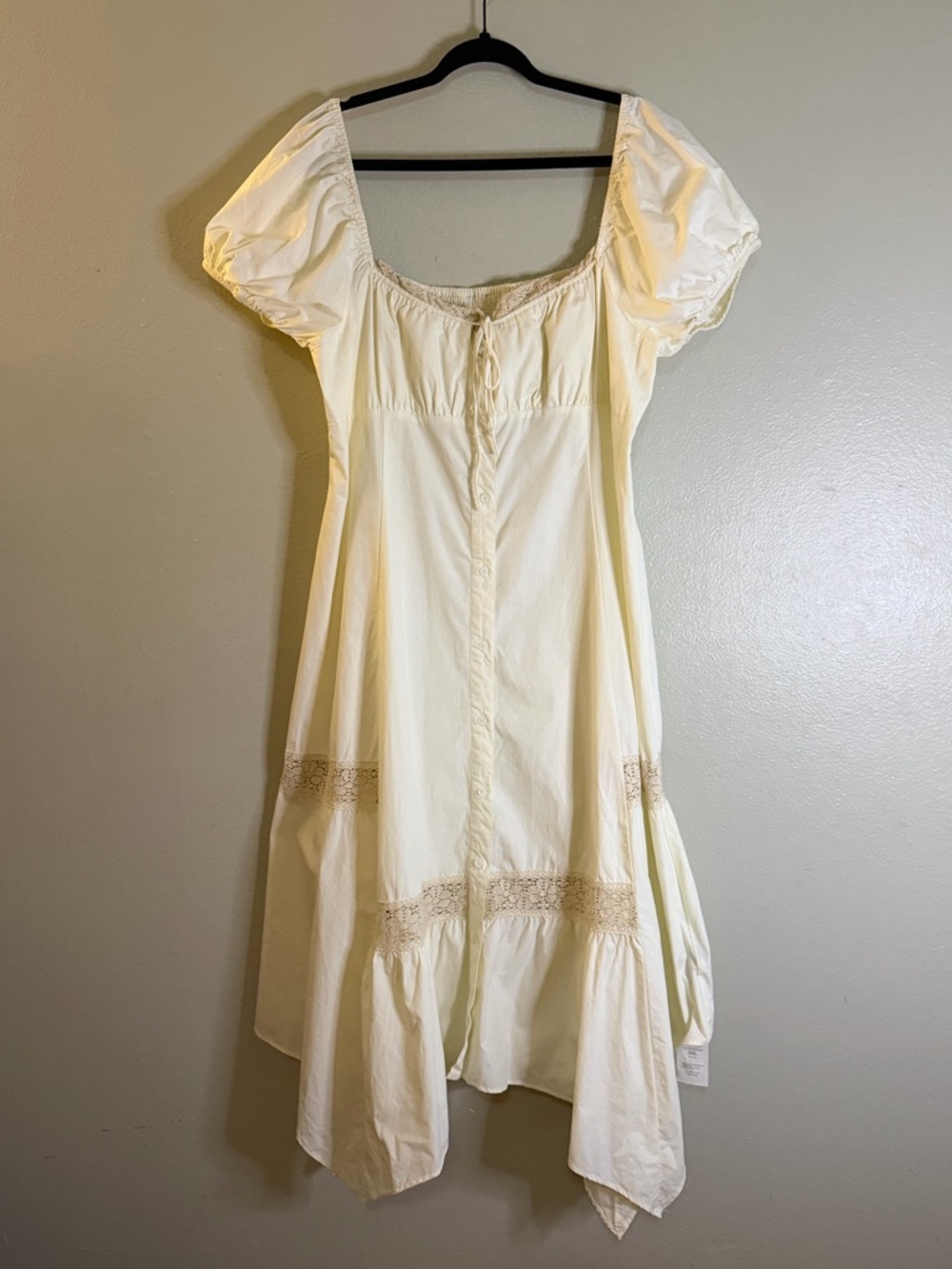 NWT Cider Cream Cotton Cottagecore Milkmaid Lace Trim Midi Dress 2XL